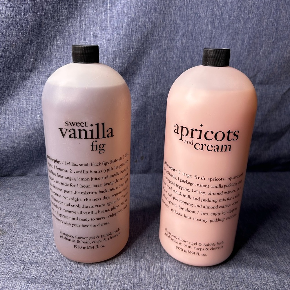 Sweet Vanilla Fig and Apricots and Cream Bath Gel Set philosophy